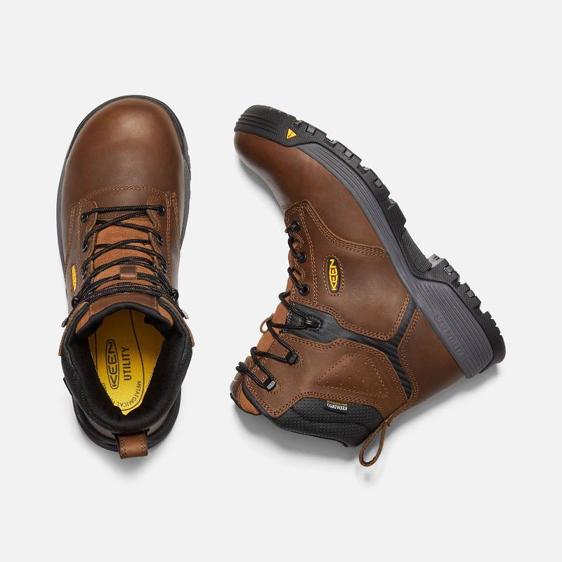 Keen Chicago Waterproof 6" Carbon-Fiber Toe Arbeitsschuhe Herren DE-79642 Tobacco/Black - Keen Herre